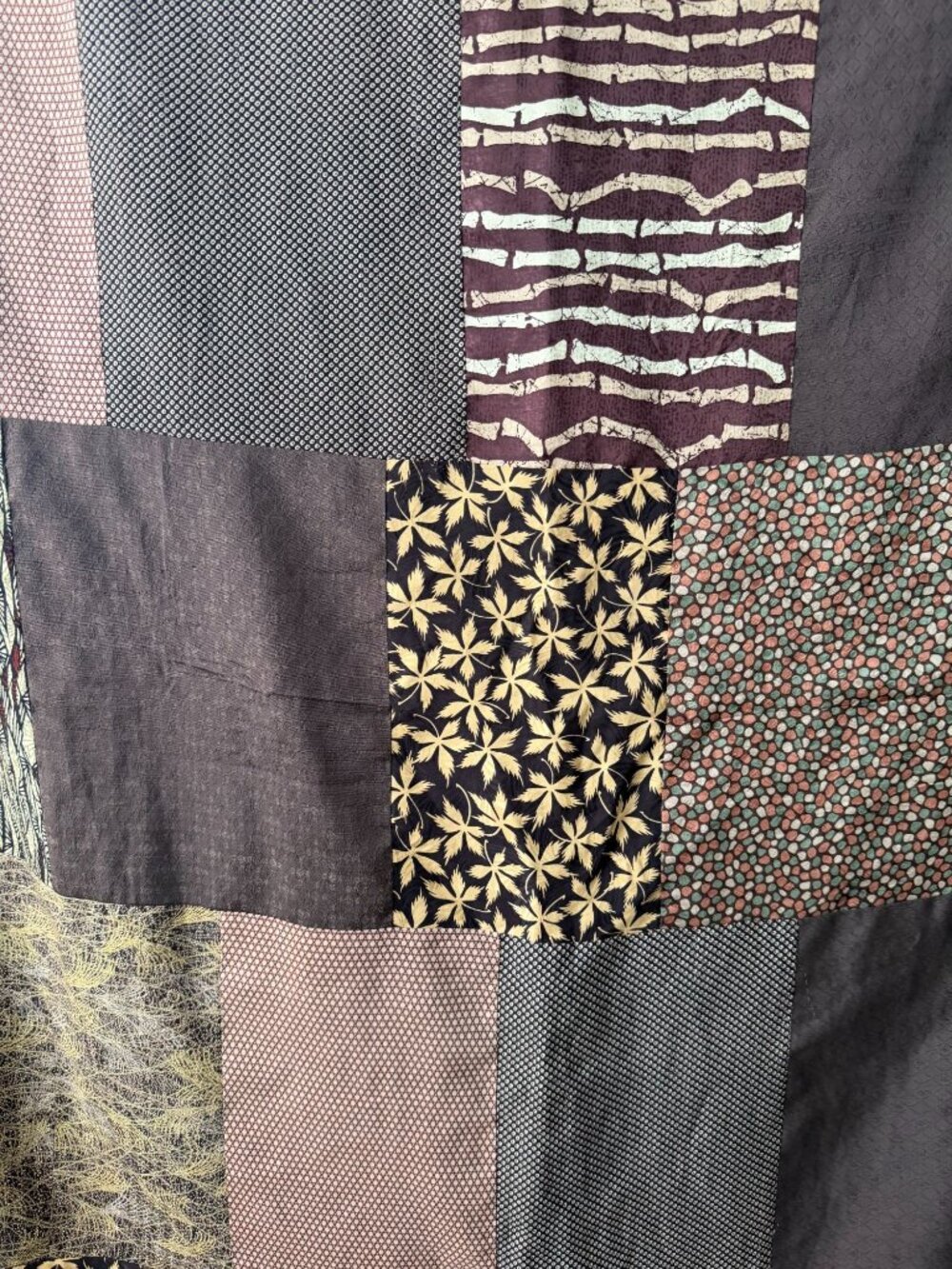 Artisan Kimono Quilt Silk Patchwork Throw T Camey Vintage Kimono Pieced Japanese - Picture 6 of 7